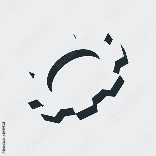 Icono plano engranaje en espacio negativo en fondo gris