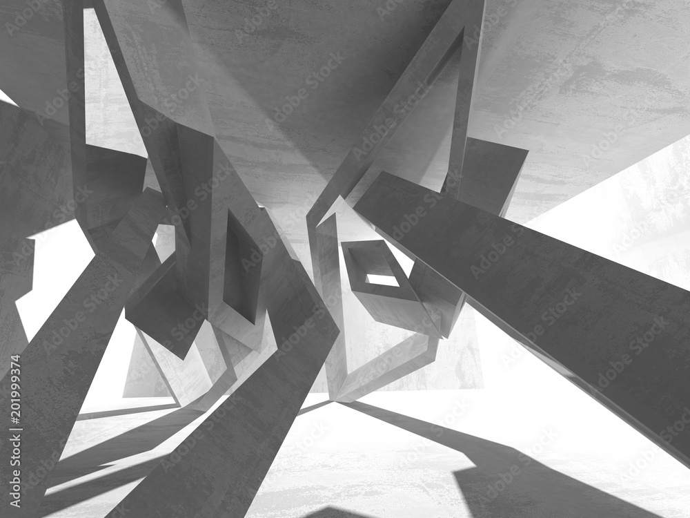 Fototapeta premium Dark basement empty room interior. Concrete walls