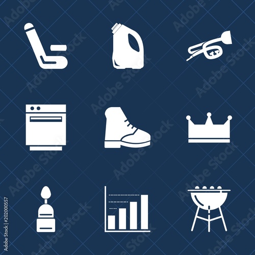 Premium set with fill icons. Such as team, player, king, oven, sweet, can, cricket, sign, garbage, instrument, diagram, doughnut, championship, equipment, match, champion, music, gas, domestic, meat