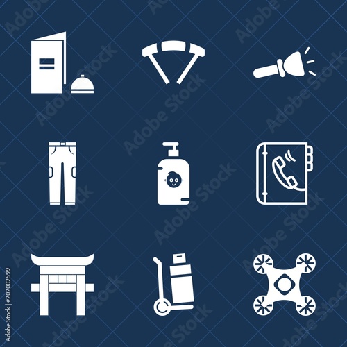 Premium set with fill icons. Such as internet, clothing, fly, fashion, skydiving, bulb, flashlight, shine, light, air, brochure, page, control, transportation, skydiver, travel, kid, extreme, phone