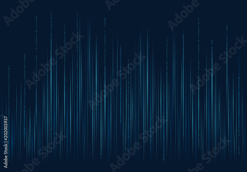 Modern digital pattern with binary data on illuminated dark blue background