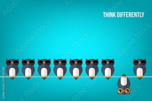 Think differently - Being different, standing out from the crowd -The graphic of owl also represents the concept of individuality , confidence, uniqueness, innovation, creativity.