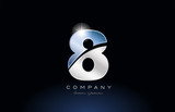 metal blue number 8 logo company icon design