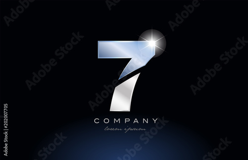 metal blue number 7 logo company icon design