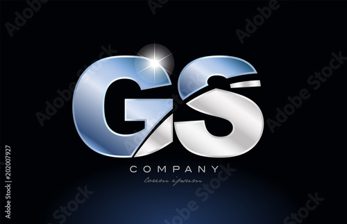 metal blue alphabet letter gs g s logo company icon design