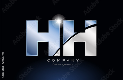 metal blue alphabet letter hh h h logo company icon design photo