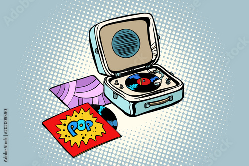 Retro record player, gramophone. Pop vinyl