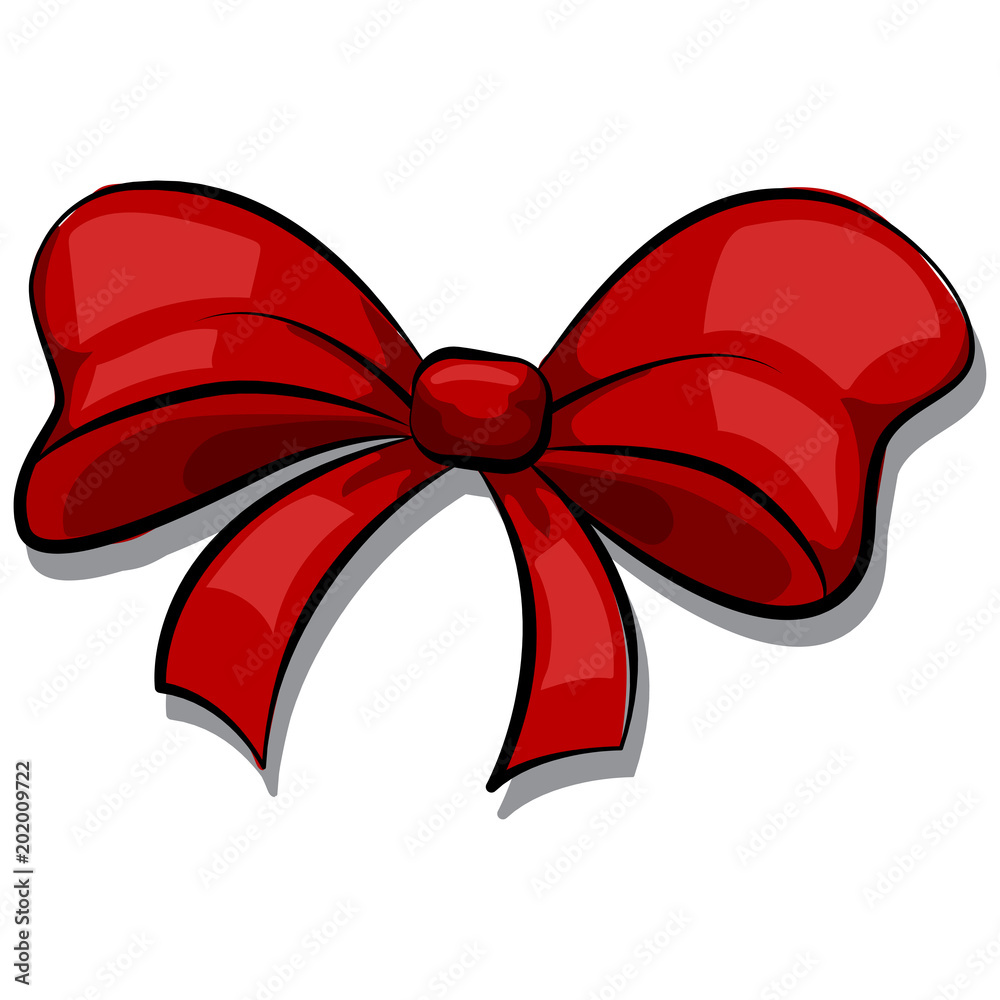 Red bow cartoon hand drawn vector icon isolated on white background. Stock  Vector | Adobe Stock