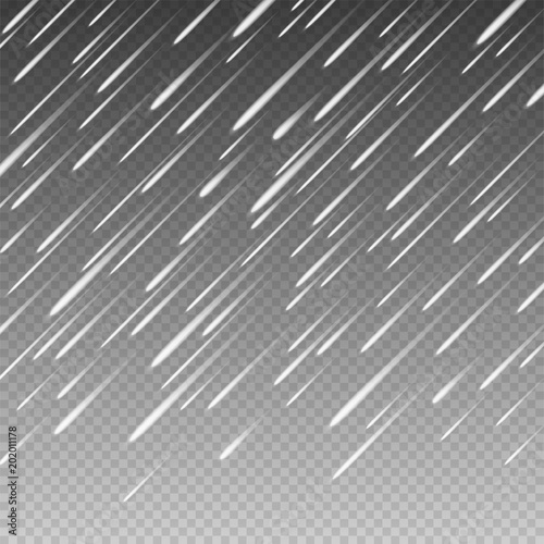 Anglewise Rain Drops on a Transparent Background. Vector
