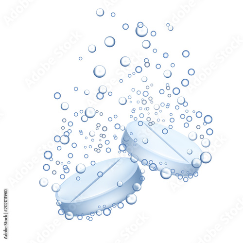 Realistic Detailed 3d Pill with Bubbles. Vector