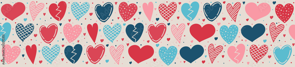 Cute banner with hand drawn hearts. Vector. Cute banner with hand drawn hearts. Vector.