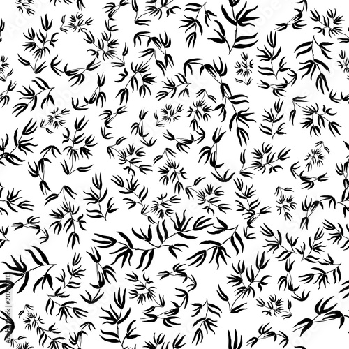 Bamboo leaf background. Floral seamless texture with leaves.