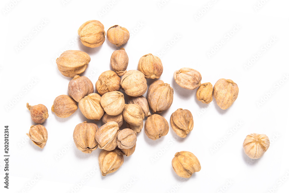 Exotic spices concept organic Siam or Thai Cardamom pods on white background Exotic spices concept organic Siam or Thai Cardamom pods on white background