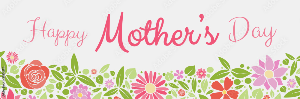 Colourful banner with fresh flowers for Mother's Day. Vector. Stock ...