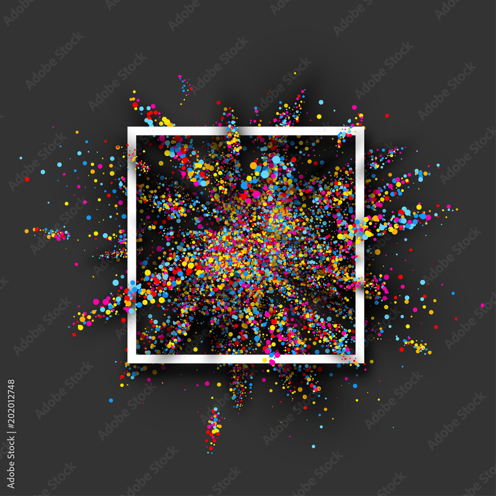 Colour paint explosion on grey.