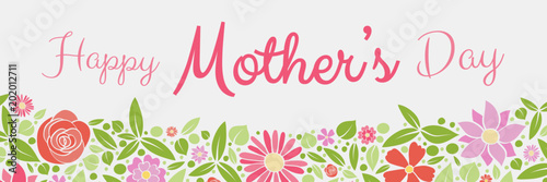 Colourful banner with fresh flowers for Mother's Day. Vector.
