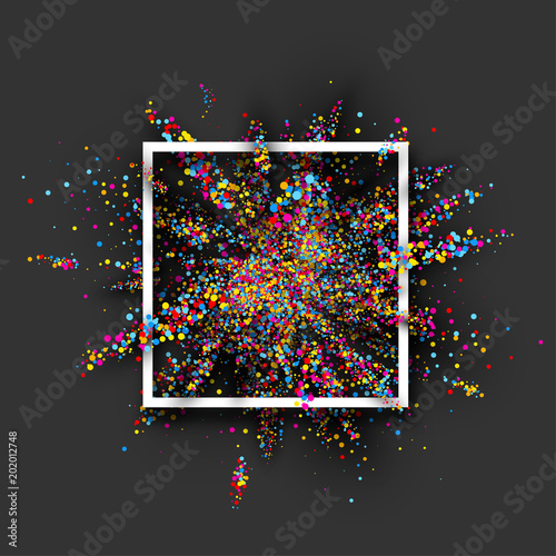 Colour paint explosion on grey.