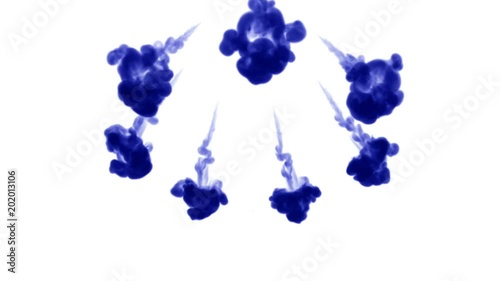 blue ink dissolves in water on white background with luma matte. 3d render of computer simulation. V2 photo