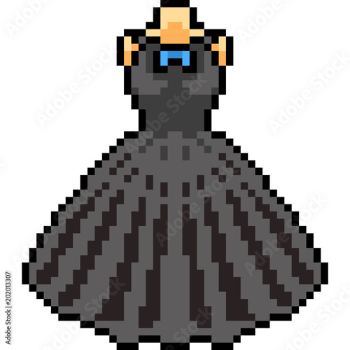 vector pixel art black dress