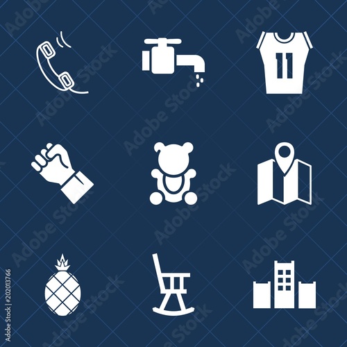 Premium set with fill icons. Such as location, tap, communication, faucet, telephone, office, travel, bed, water, phone, tropical, bear, bathroom, people, pineapple, toy, shirt, map, basketball, fresh photo