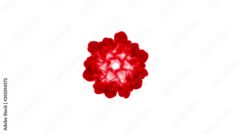 red ink dissolves in water on white background with luma matte. 3d render of computer simulation. V1 a lot of ink flows form round structure red ink dissolves in water on white background with luma matte. 3d render of computer simulation. V1 a lot of ink flows form round structure
