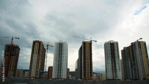 Construction of a new residential area. Timelapse 4K. photo