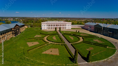 Aerial view of the ancient palace of Polish tycoons Potocki in Tulchin, Ukraine. photo