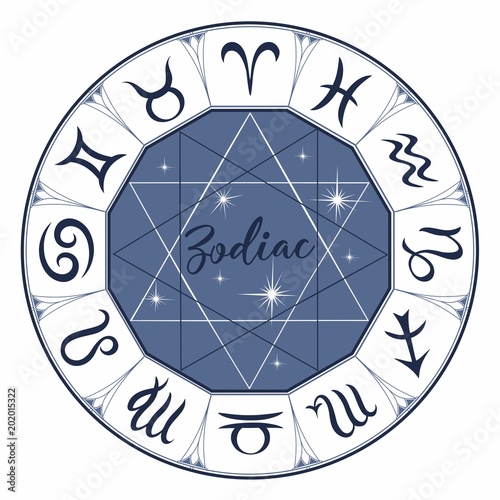 Zodiac. Signs. Astrological symbol. Horoscope. Astrology. Mystical. Vector