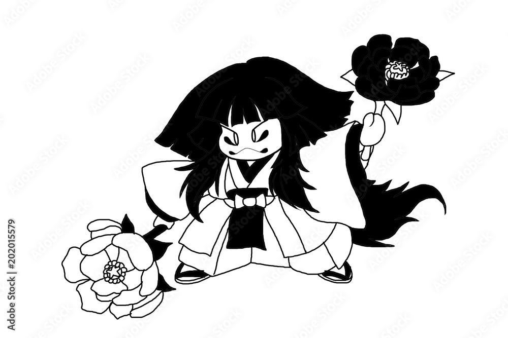 歌舞伎白黒マスコット Stock イラスト Adobe Stock