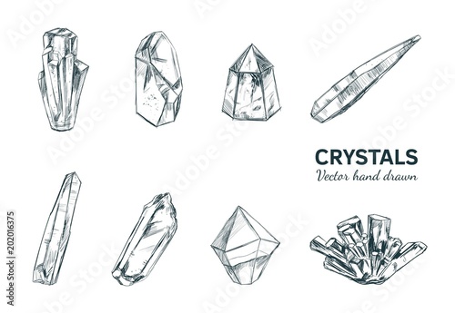 Crystals and Minerals. Vector