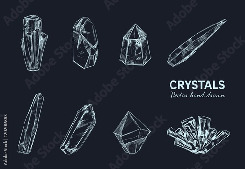 Crystals and Minerals. Vector 2