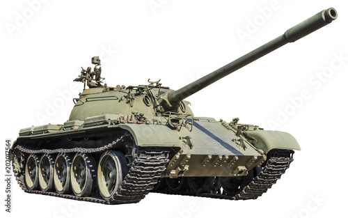 Russian t-55 tank isolated on white background