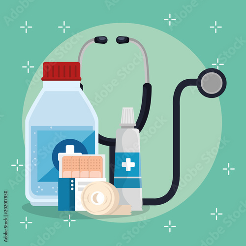 medical service set icons vector illustration design photo