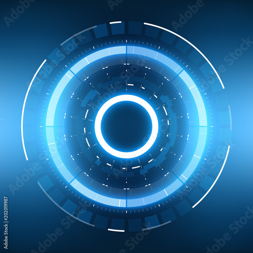 Futuristic Sci-Fi Virtual Reality Technology HUD Circle Element. Abstract Background
