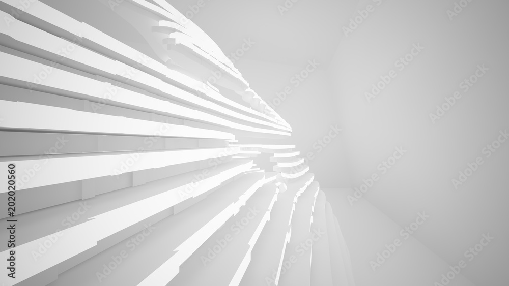 Abstract parametric white interior with neon lighting. 3D illustration and rendering. Abstract parametric white interior with neon lighting. 3D illustration and rendering.