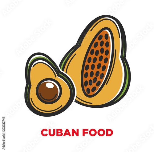 Cuban food promo banner with locally grown fruits