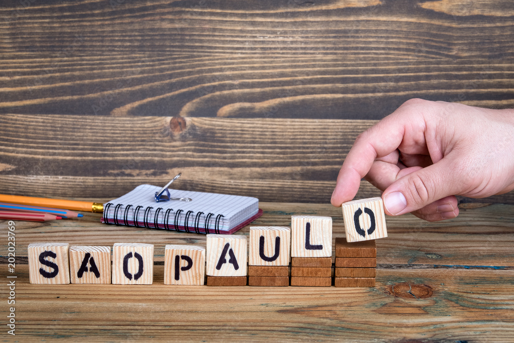 Fototapeta premium Sao Paulo, a city in Brazil where many millions of people live. Background for growing and successful concept