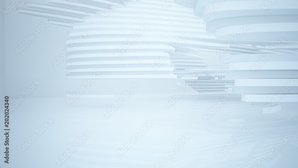 Obraz premium Abstract white parametric interior with window. 3D illustration and rendering.