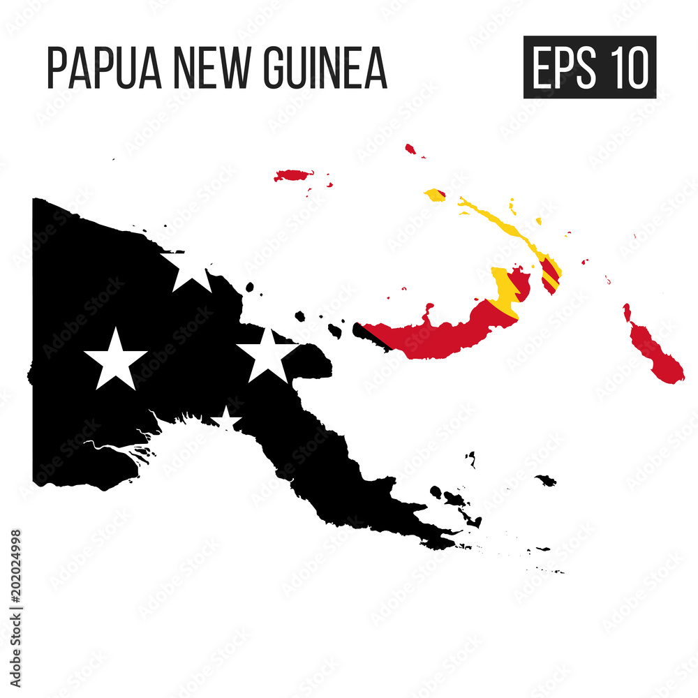 Papua New Guinea map border with flag vector EPS10