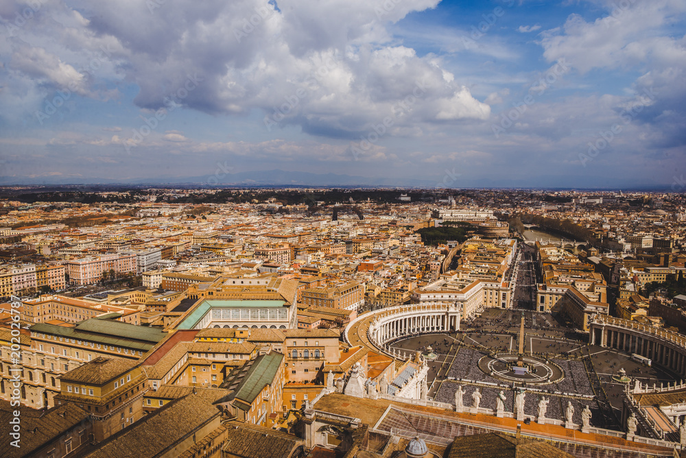 aerial view of St. Peter's square and Vatican streets, Italy