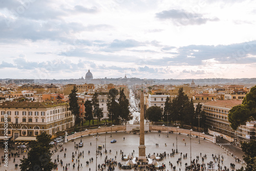 aerial view of Piazza del Popolo (People Square), Rome, Italy