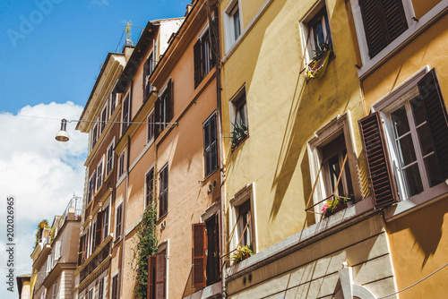 beautiful old buildings on street of Rome, Italy