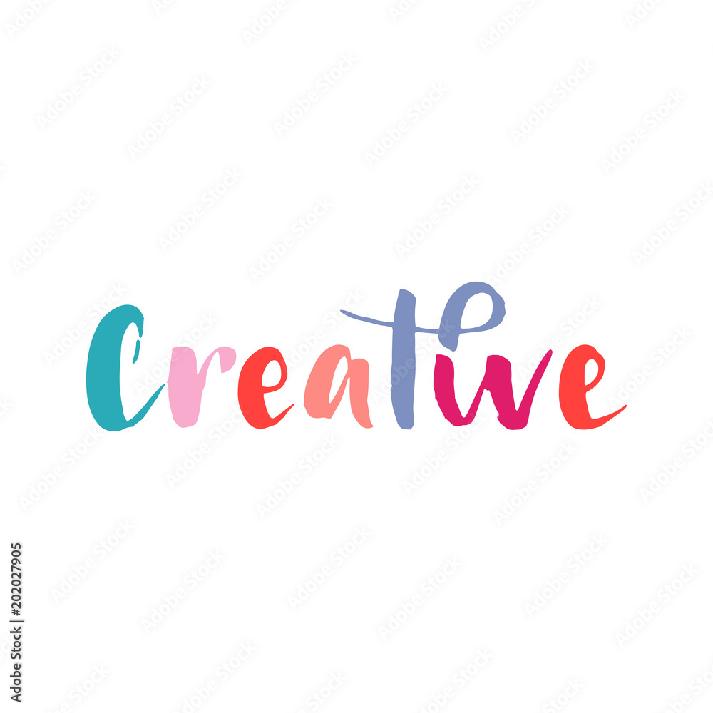 Creative. Modern brush calligraphy. Handwritten ink lettering. Hand drawn vector elements. Creative. Modern brush calligraphy. Handwritten ink lettering. Hand drawn vector elements.