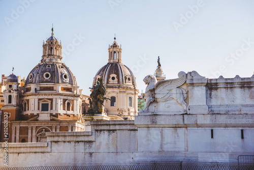 Santa Maria di Loreto (St Maria of Loreto) church and part of Altar of the Fatherland in Rome, Italy