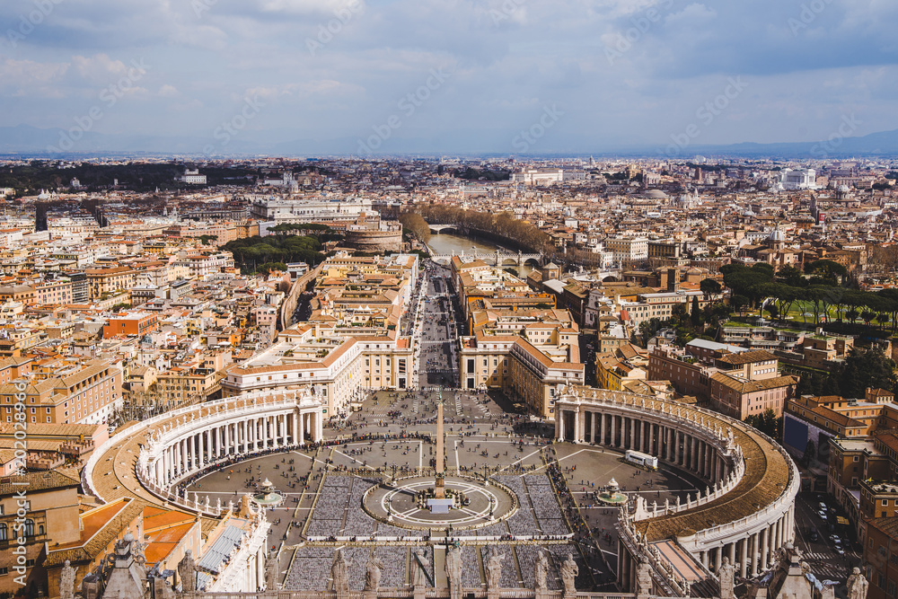 aerial view of St Peters square in vatican, Italy