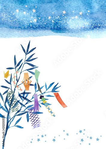 七夕 飾り 背景 フレーム 水彩 イラスト Stock Illustration Adobe Stock