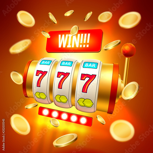 Vector realistic slot machine casino jackpot