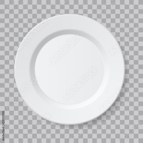 Vector empty realistic ceramic plate isolated on transparent background