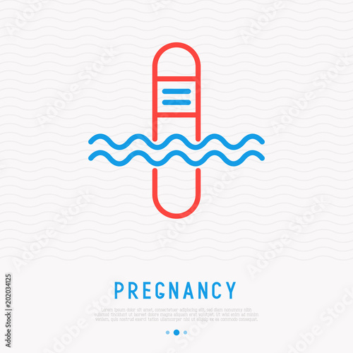 Pregnancy test in urine thin line icon. Modern vector illustration.