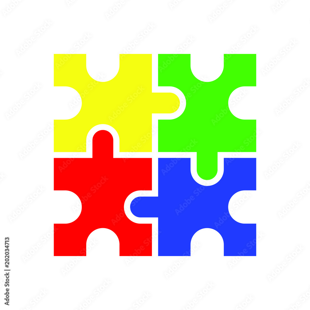 Four blank puzzle pieces graphic icon. Puzzle colored sign isolated on white background. Vector illustration Four blank puzzle pieces graphic icon. Puzzle colored sign isolated on white background. Vector illustration